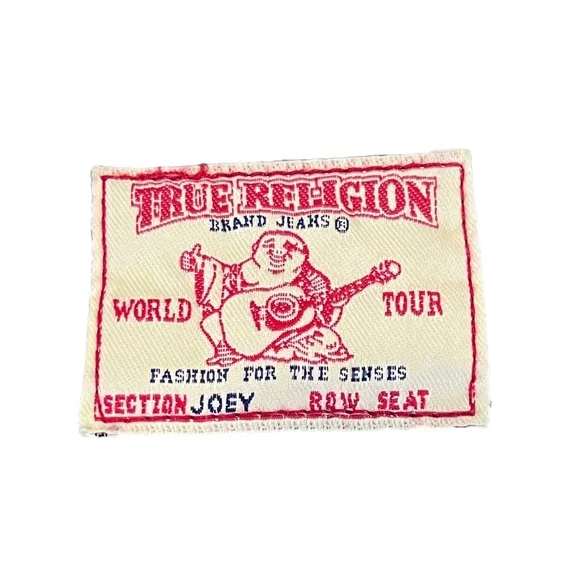 True Religion Joey Distressed Twisted Leg Seam Button Flap Pockets